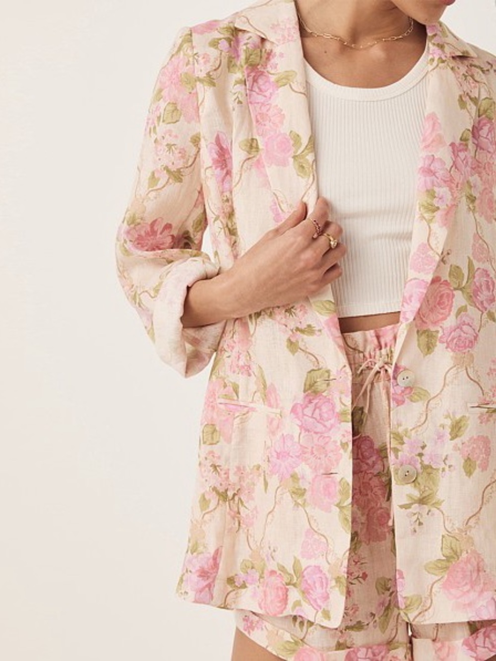 SPELL Rose Garden Blazer - size Large - 100% linen floral jacket